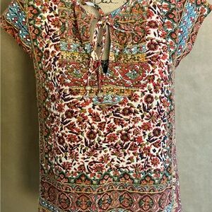 Lucky Brand BOHEMIAN Tie-Neck Tunic Top